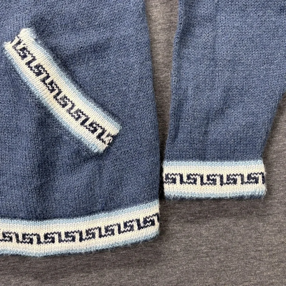 Gold Quality Sweater Womens Small Blue Alpaca Hooded Full Zip Llama Fair Isle